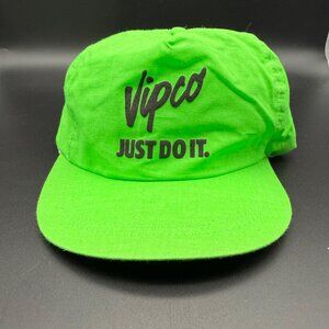Vintage Vipco Just Do It Hat Cap Snapback Flat Bill Lime Green Made in USA